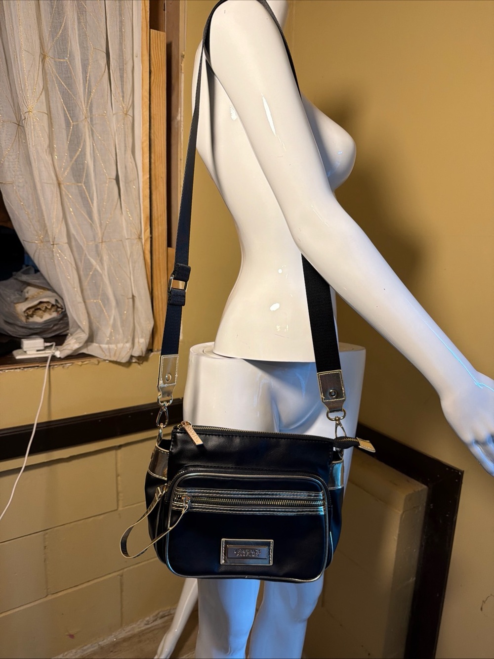 Versace Black Crossbody Bag with Gold Hardware